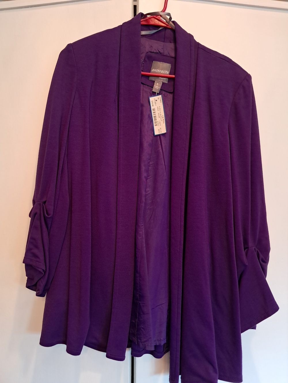Anthrocite By Muse Purple Open-Front Women's Cardigan